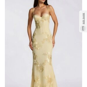 Miss Rosier Elegant Yellow Floral Gown